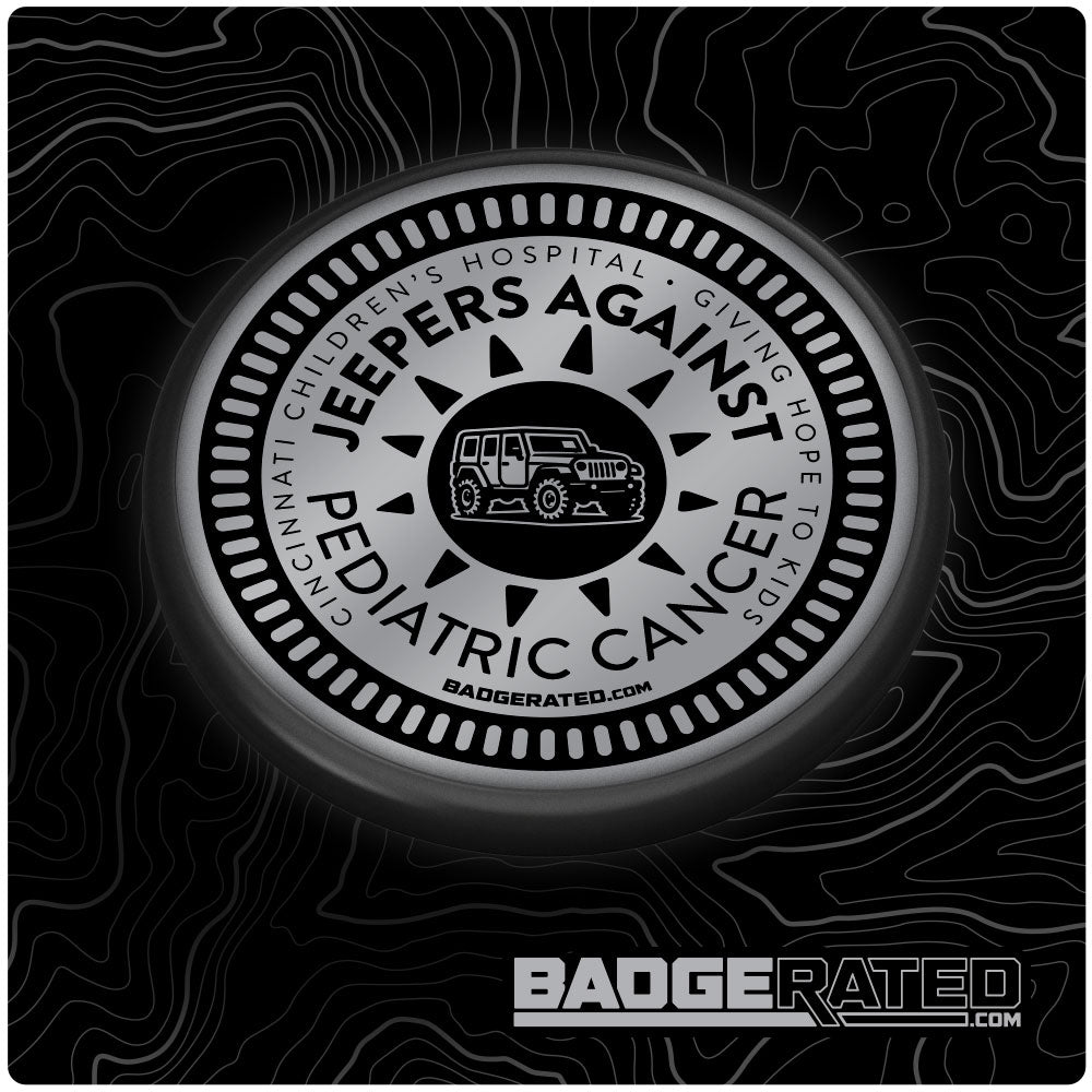 Jeepers Against Pediatric Cancer Round Badge (Cincinnati, OH)
