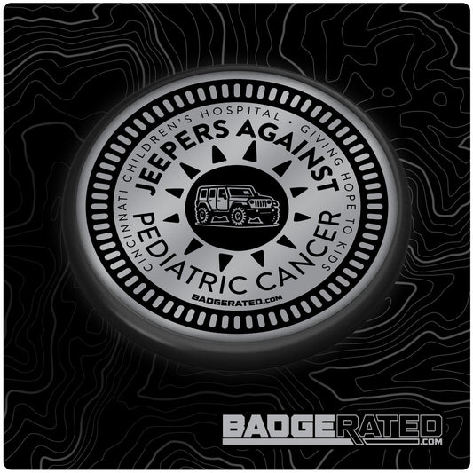 Jeepers Against Pediatric Cancer Round Badge (Cincinnati, OH)